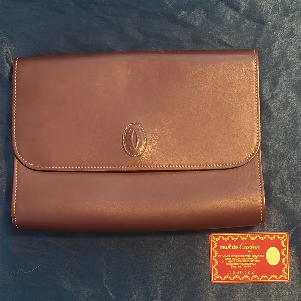 Cartier Brown Leather Clutch Bag